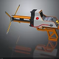 Futuristic Orange And White Weapon With Digital Screen And Mechanical Structure 3d model