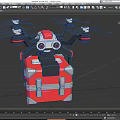 Multi Rotor Transport Aircraft With Red And Gray Package Box Design