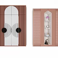 Modern Wardrobe Design With Wooden Panels Round Handles And Perforated Shelves Storage