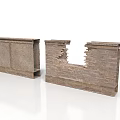 Damaged Brick Wall Structure With Broken Sections And Textured Surface 3d model