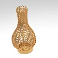 Golden Intricate Hollow Vase Decorative Ornaments Set With Geometric Pattern Design