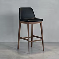 Modern Bar Stools With Wooden And Black Designs Different Backrest And Leg Structures 3d model