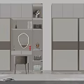 Modern Wardrobe Combination Design With Mirror Dresser Shelves And Storage Drawers