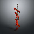 Red Grilled Food Items Threaded on a Skewer for Serving 3d model