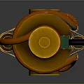 Golden Mechanical Device With Pressure Gauge Pipes And Metal Handle Detailed Design