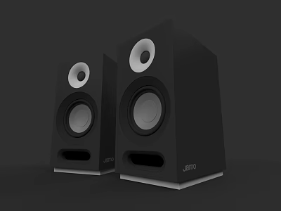 High Quality JAMO Black Bookshelf Speakers With Round Drivers And Studio Design 3d model