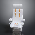 White Airplane Seat With Orange Seatbelts Adjustable Headrest And Armrests