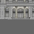 Classical Style Commercial Complex With Multi Story Stone Facade And Arched Windows 3d model