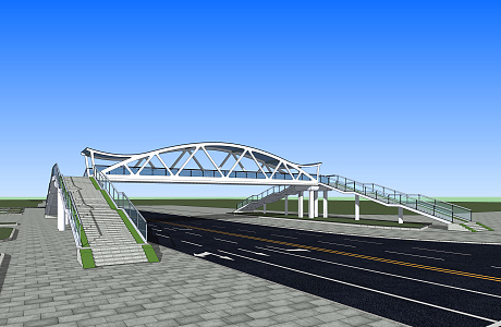 Modern pedestrian overpass pedestrian overpass 3d model