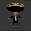 Cartoon Character Wearing Large Sombrero Hat With Orange Face White Mustache And Traditional Outfit