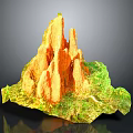 Orange Rocky Mountain Formation With Green Vegetation And Natural Texture