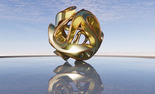 Modern City Sculpture Ripple Exquisite Sphere Sculpture 3d model