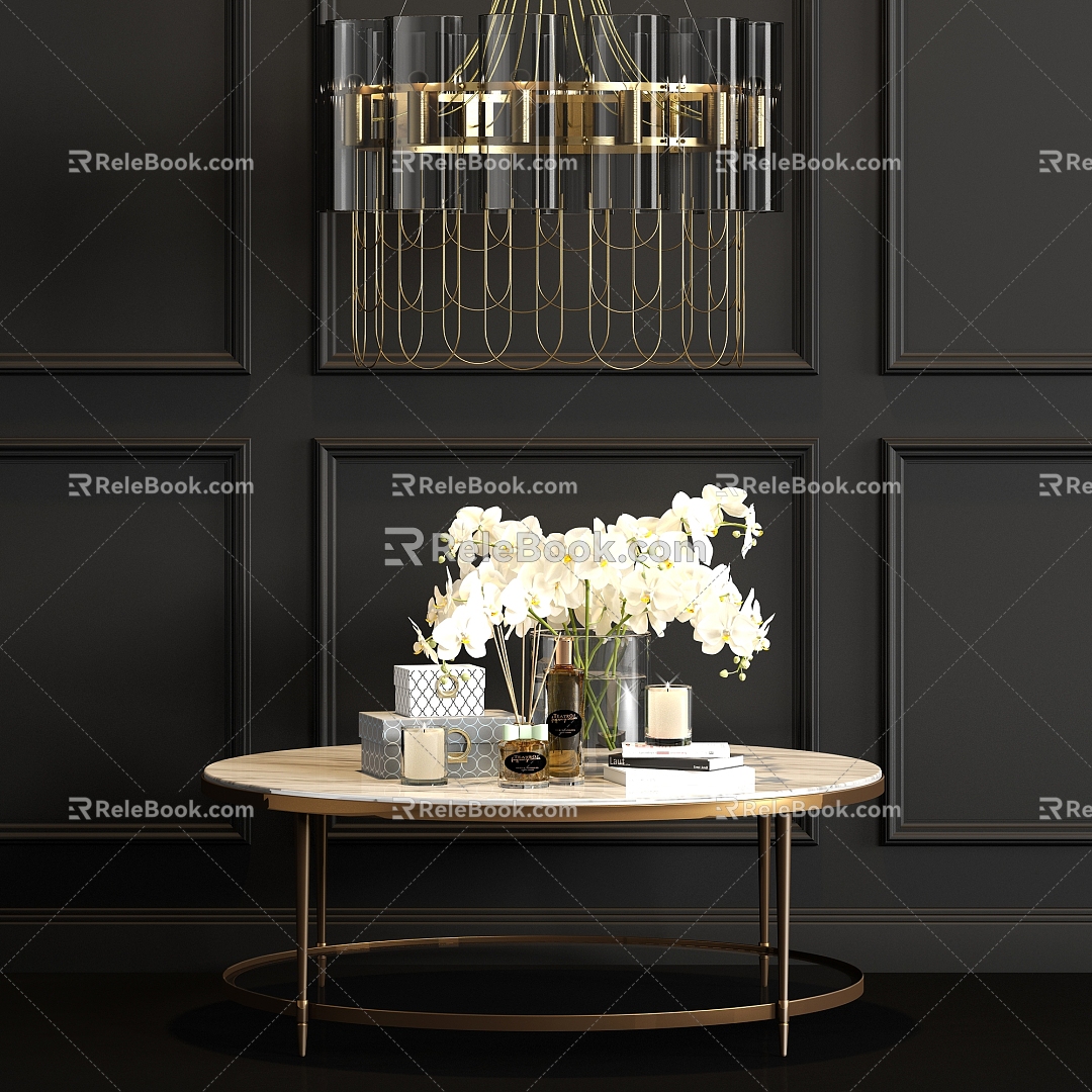 Modern Metal Marble Coffee Table Chandelier Jewelry Combination 3d model