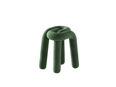 Green Modern Stool With Curved Structure And Velvet Upholstery For Contemporary Home Decor 3d model