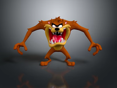 Angry Brown Game And Movie Character With Sharp Teeth Open Mouth And Aggressive Posture 3d model