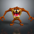Angry Brown Game And Movie Character With Sharp Teeth Open Mouth And Aggressive Posture