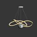 Modern Ceiling Hanging Chandelier With Intertwined Rings And Moon Like Sphere