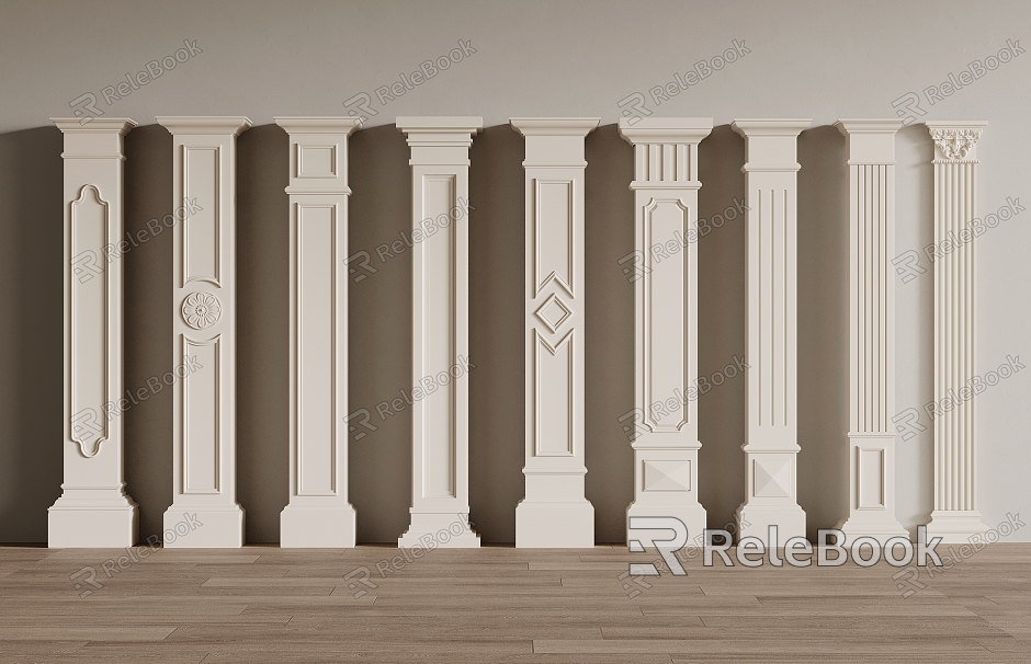 French Cream Roman Column model