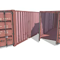 Red Shipping Container With Open Door Showing Interior Structure And Details 3d model