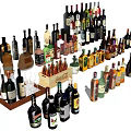 Various Types of Wine Bottles and Glasses Arranged in Display Collection
