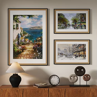 European classical French retro oil painting decorative painting 3d model