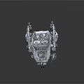 Silver Armored Four Legged Mechanical Creature Walker With Metallic Body And Robotic Legs