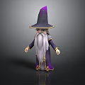 Cartoon Wizard Character With Purple Hat Long White Beard And Robe