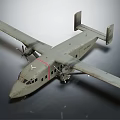 Twin Propeller Gray Passenger Plane With Wings Windows And Tail Section Design