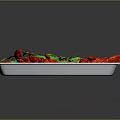 Fresh Red Crayfish Topped with Green Parsley Served on White Rectangular Tray 3d model