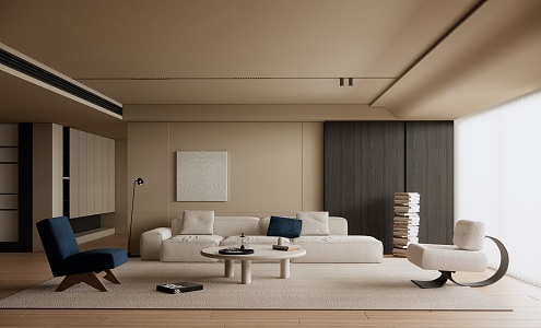 Quiet Living Room Minimalist Log Living Room 3d model