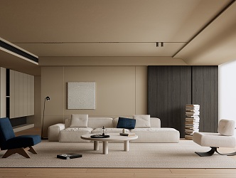 Quiet Living Room Minimalist Log Living Room 3d model