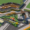 Scenic Park Valley Landscape With Green Trees Winding Paths And Recreational Areas