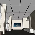 Modern Lobby Reception Area With Sofas Large Windows And Polished Floors 3d model