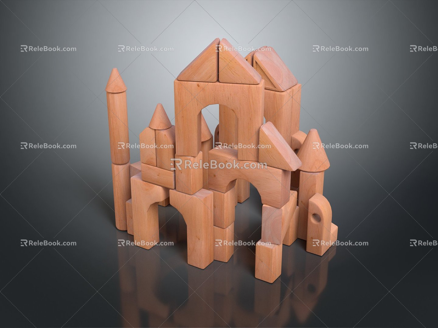 Modern Building Blocks Toy Building Blocks Toy Building Blocks Castle Wood Castle 3d model