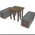 Industrial Wooden Table With Metal Container Style Benches For Home Decor