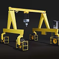 Yellow Mobile Gantry Crane Industrial Equipment With Lifting Hook Control Cabin And Wheels