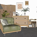 Log Style Decorative Cabinet Log Style Casual Chair Bucket Cabinet Magazine Cabinet Decorative Cabinet Ornaments Potted Table Lamp Low Cabinet 3d model