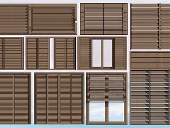 modern blinds wooden blinds window 3d model