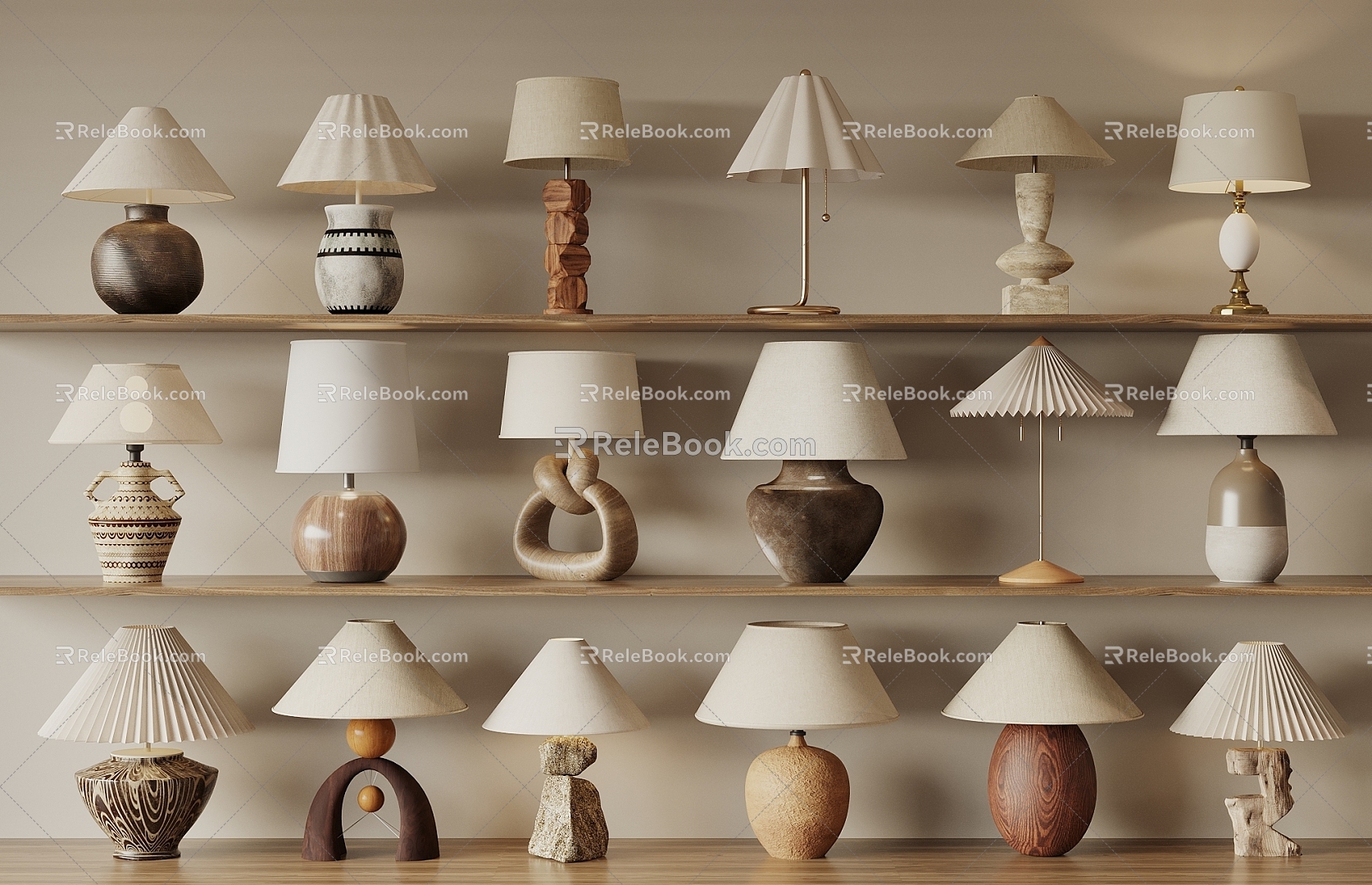 The ancient style table lamp 3d model