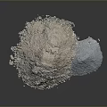 Different Colored Powder Building Materials in Piles on Dark Background