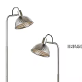 Modern Silver Metal Floor Lamp With Striped Shade And 1450mm Height