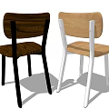 Modern Single Chairs With Dark And Light Wood Frame And Backrest 3d model