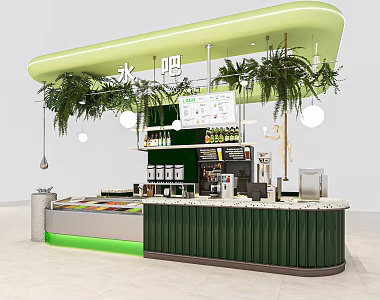 Modern Milk Tea Shop Beverage Shop Coffee Shop Bar Cashier Console Leisure Table and Chair Kitchen Equipment 3d model