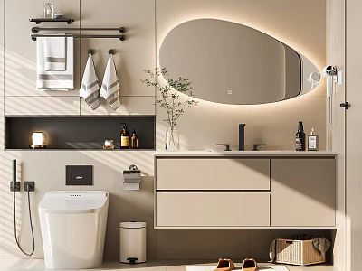 Bathroom Cabinet Toilet Bathroom Mirror 3d model