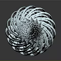 Modern Glass Sculpture Vase with Spiral Striped Blue and White Design