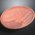 Traditional Red Round Ceramic Plate With Intricate Geometric Design Patterns 3d model