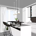 Modern Bar Area Bar Counter 3d model