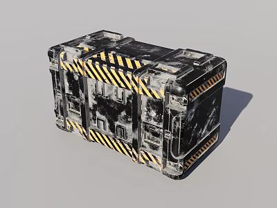 Black Weapon Case With Yellow And Black Warning Stripes And Metallic Sturdy Structure 3d model