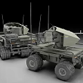Pair Of Military Unmanned Vehicles Featuring Multi-Wheeled Design And Antenna Systems