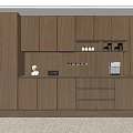 Modern Wooden Sideboard With Drawers Cabinets Coffee Machine And Decorative Items